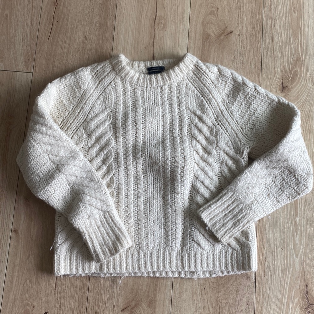 J CREW HAND KNIT CREAM SWEATER XS